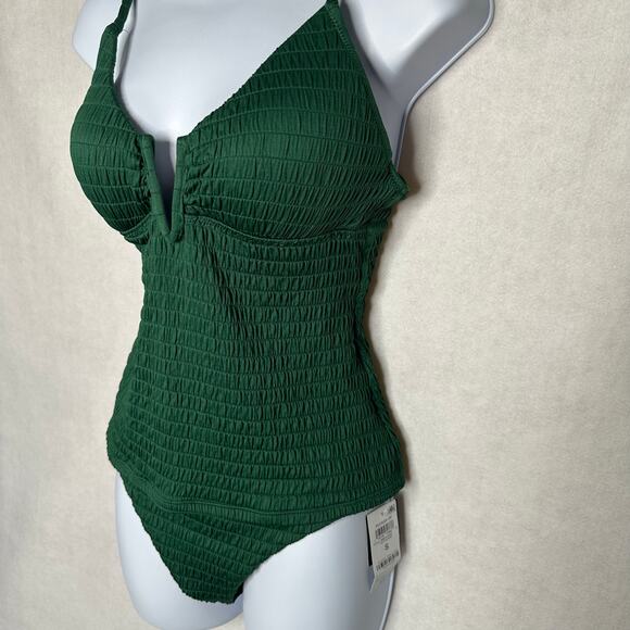 NWT Bar III Pucker Up Textured Crisscross Tankini Bikini Set Fiji Foliage–Size S - Picture 5 of 11